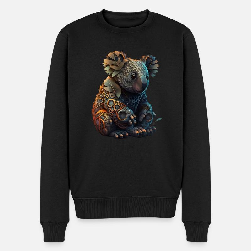Robo Koala - Männer Premium Bio Pullover - Schwarz