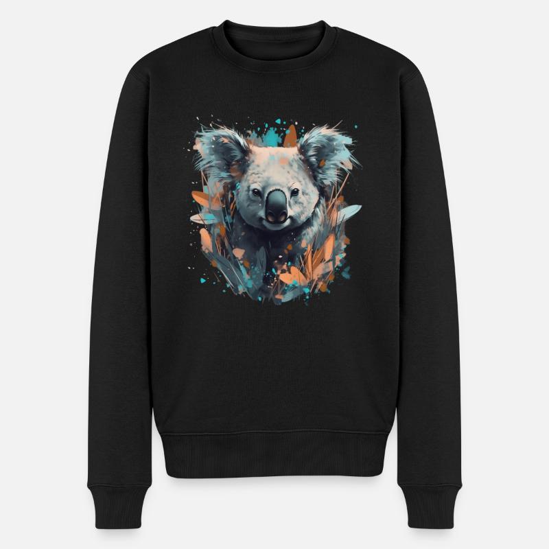 Koala Bear in Eucalyptus trees - Men's Premium Organic Jumper - black