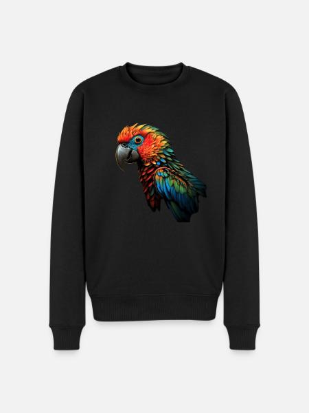 Farbenfroher Papagei - Männer Premium Bio Pullover - Schwarz