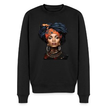 Fière femme noire - Pull Premium bio Homme - noir - Devant - Nico (187cm)