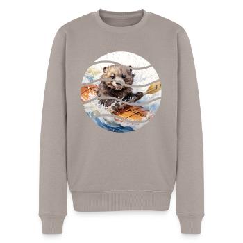 Canoe Otter - Men's Premium Organic Jumper - taupe - Front - Nico (187cm)
