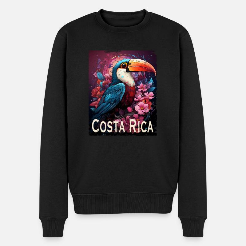 Costa Rica retro style - Männer Premium Bio Pullover - Schwarz