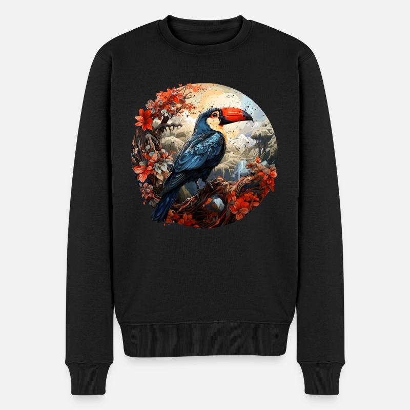 Toucan retro style - Männer Premium Bio Pullover - Schwarz