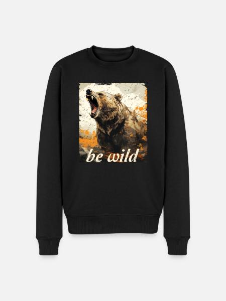 be wild Grizzly retro style - Men's Premium Organic Jumper - black