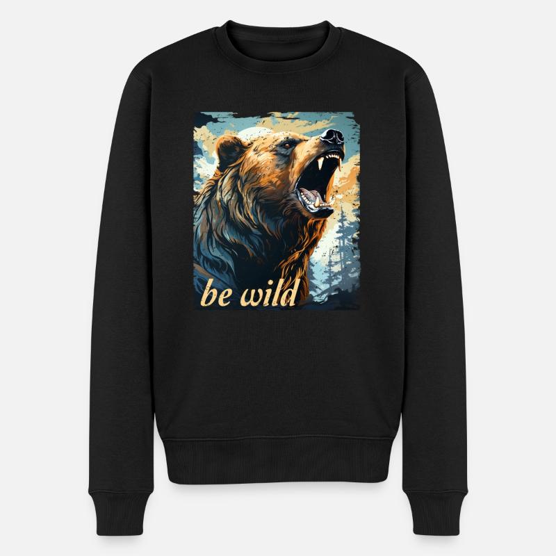 be wild retro style - Männer Premium Bio Pullover - Schwarz
