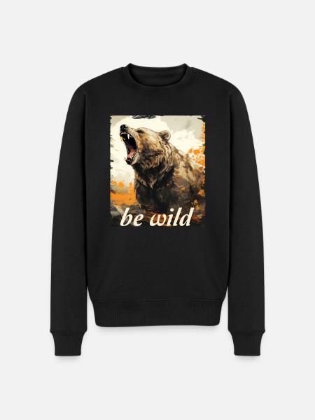 be wild grizzly - Men's Premium Organic Jumper - black