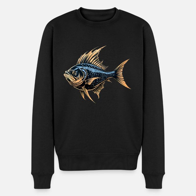 Style rétro poisson - Pull Premium bio Homme - noir