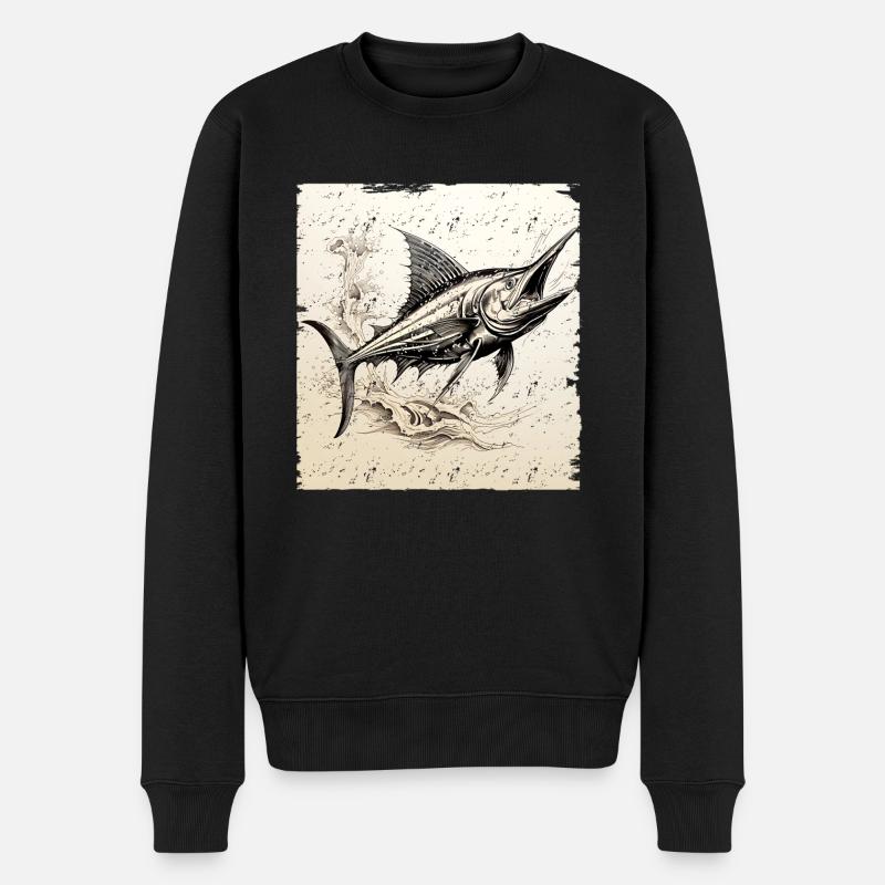 Style rétro Marlin - Pull Premium bio Homme - noir