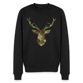Deer head silhouette antlers - Men's Premium Organic Jumper - black - Front - Nico (187cm)