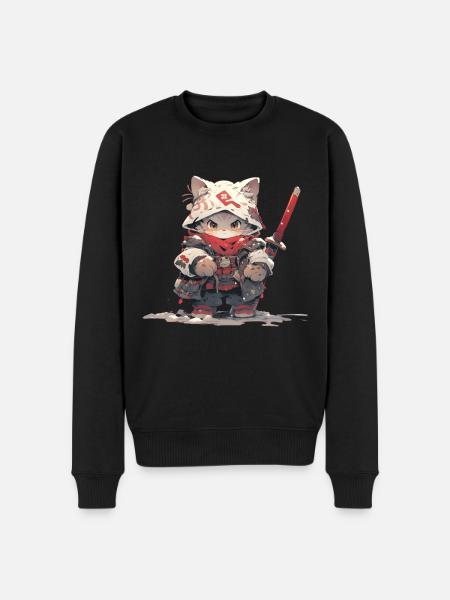 Chat mignon samouraï - Pull Premium bio Homme - noir