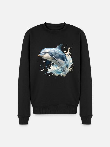 Leaping Dolphin - Men's Premium Organic Jumper - black