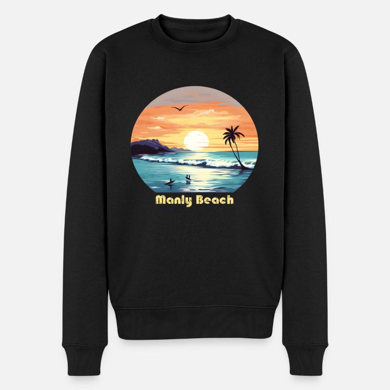 Manly Beach - Männer Premium Bio Pullover - Schwarz