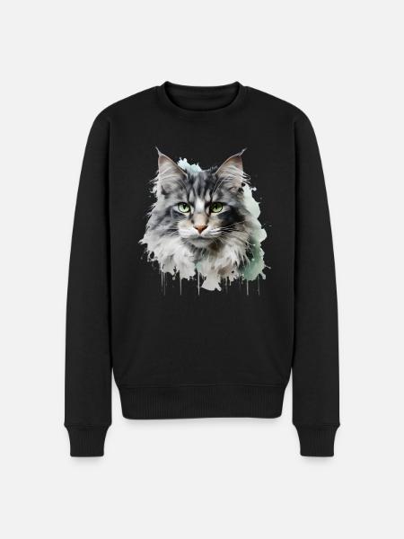 Cute Cat Face - Men's Premium Organic Jumper - black