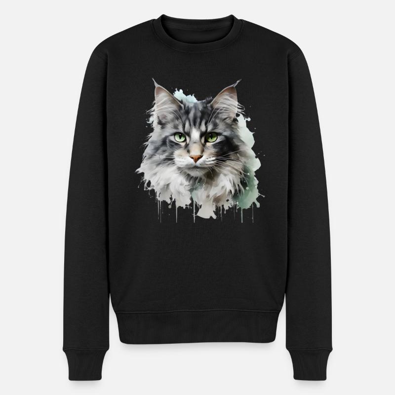 Visage de chat mignon - Pull Premium bio Homme - noir