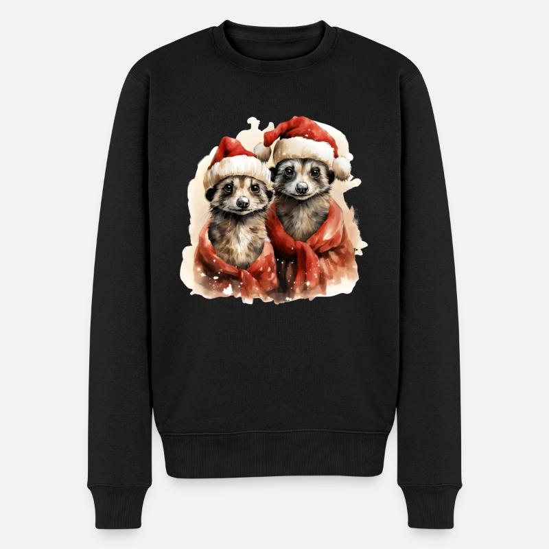 Christmas Erdmännchen - Männer Premium Bio Pullover - Schwarz