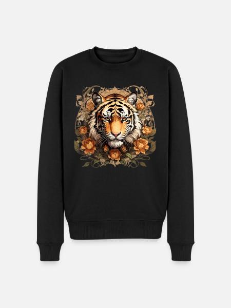 Tiger Illustration - Men's Premium Organic Jumper - black
