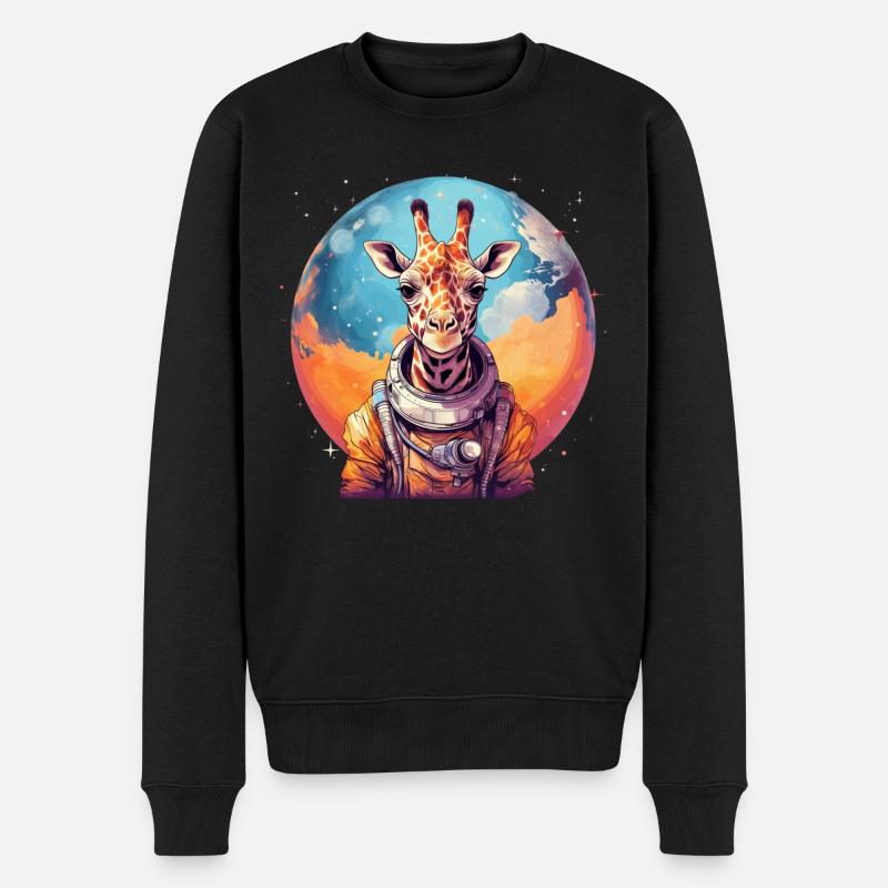 Weltraum Giraffe - Männer Premium Bio Pullover - Schwarz
