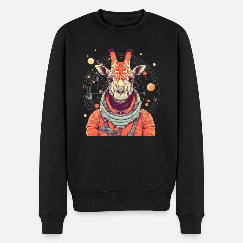 Space Giraffe - Männer Premium Bio Pullover - Schwarz