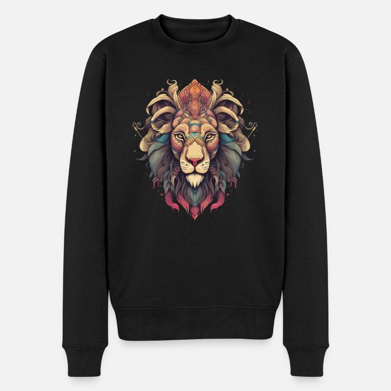 Boho Lion - Männer Premium Bio Pullover - Schwarz