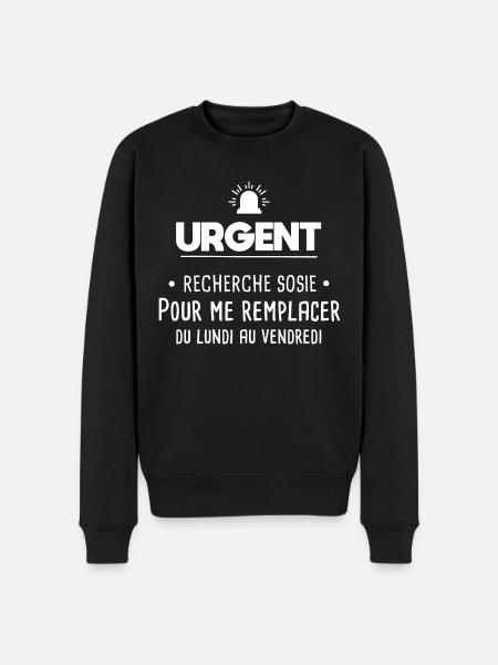 Urgent recherche.. Cadeau original humour travail - Pull Premium bio Homme - noir