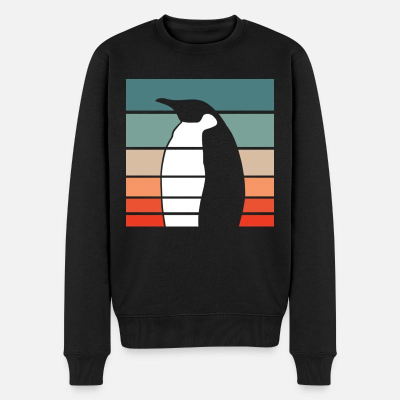 Pinguin Retro Style Vintage - Männer Premium Bio Pullover - Schwarz