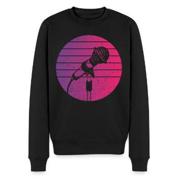 Mikrofon Retro Style Vintage - Männer Premium Bio Pullover - Schwarz - Vorne - Nico (187cm)