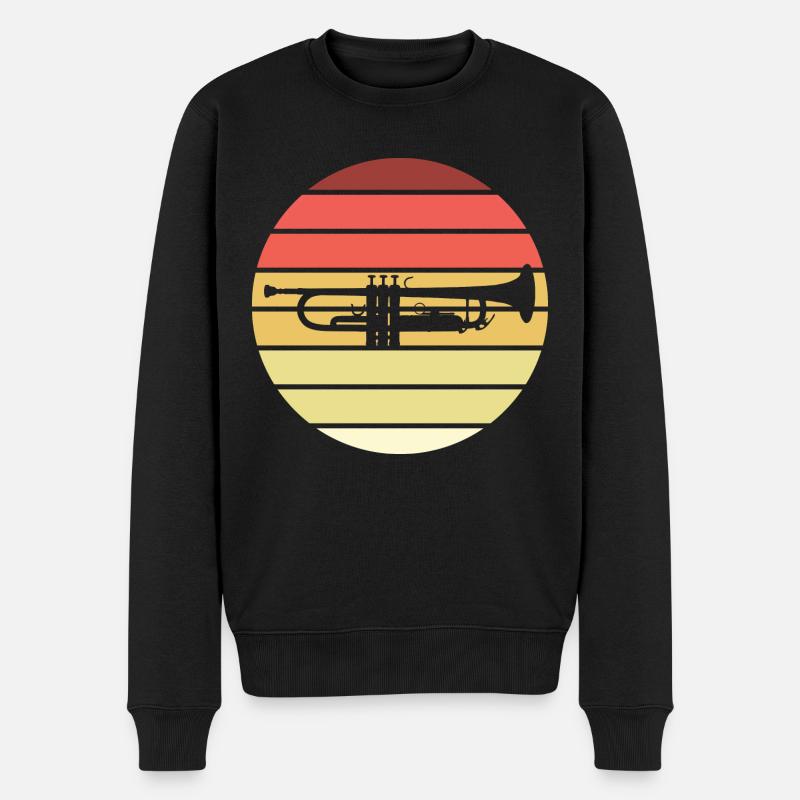 Trompete Retro Style Vintage - Männer Premium Bio Pullover - Schwarz