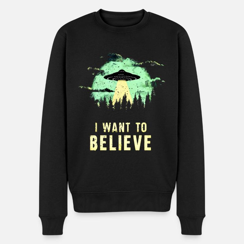 UFO #lovely toons - Männer Premium Bio Pullover - Schwarz