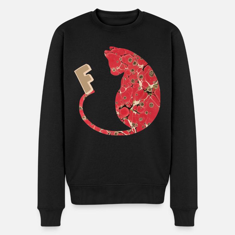 buchstabe f mit katze e 245 - Männer Premium Bio Pullover - Schwarz