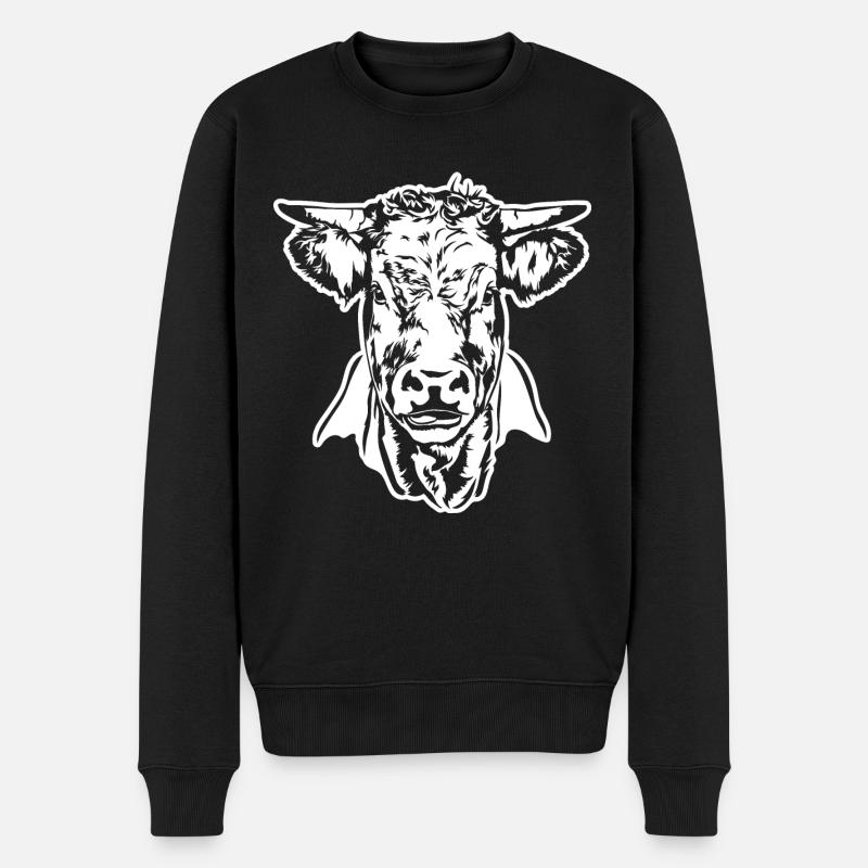 Kuh Ochse Bulle Portrait Weide Tier Wilsigns - Männer Premium Bio Pullover - Schwarz