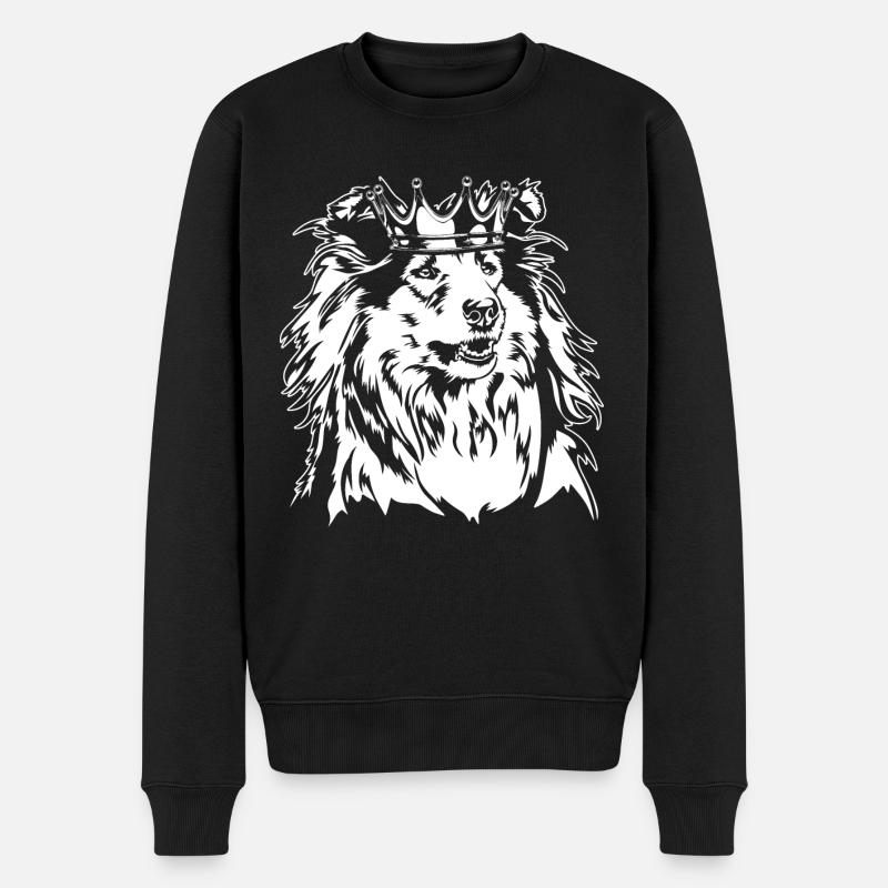 Langhaar Collie Krone Hund Hunde Wilsigns - Männer Premium Bio Pullover - Schwarz