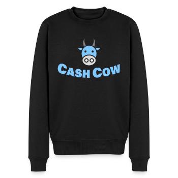 CASH COW - Männer Premium Bio Pullover - Schwarz - Vorne - Nico (187cm)