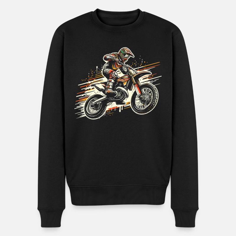 Retro Motocross Geschenk - Vintage Dirtbike - Männer Premium Bio Pullover - Schwarz