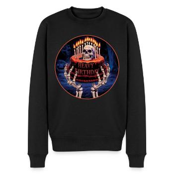Heavy Birthday Knochenhand mit Torte - Männer Premium Bio Pullover - Schwarz - Vorne - Nico (187cm)