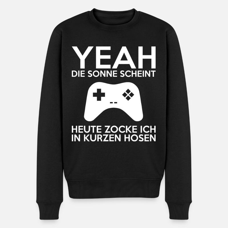 YEAH HEUTE ZOCKE ICH IN KURZEN HOSEN - Männer Premium Bio Pullover - Schwarz