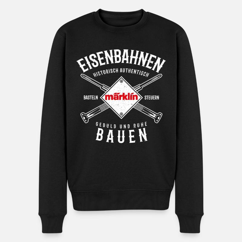 Märklin Eisenbahnen Bauen Typografie - Männer Premium Bio Pullover - Schwarz