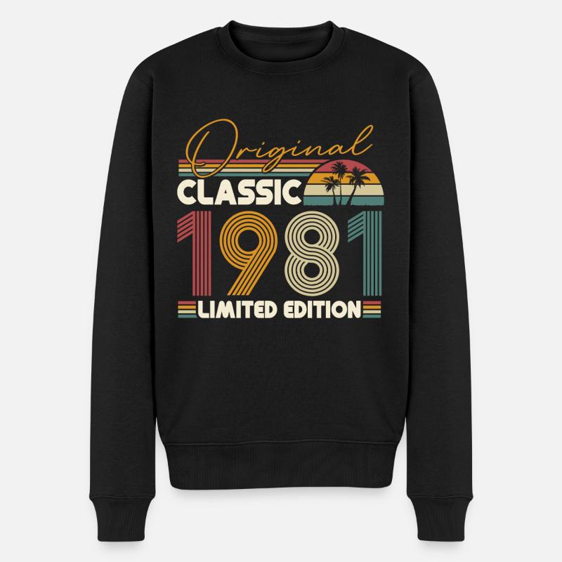 1981 Vintage Millésime anniversaire Retro cadeau - Pull Premium bio Homme - noir