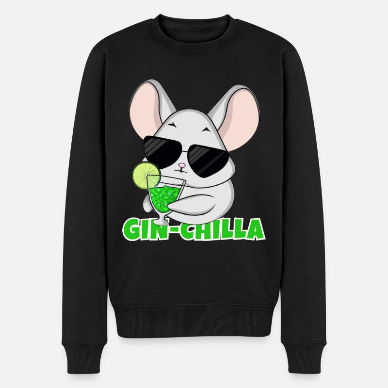 Gin- Chinchilla Gin - Männer Premium Bio Pullover - Schwarz