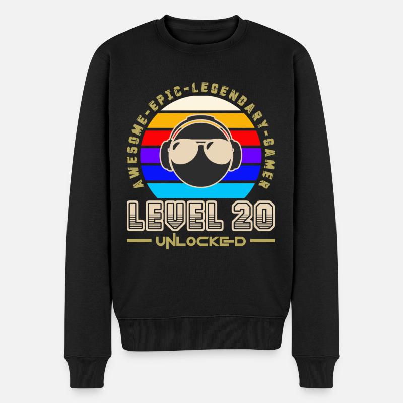 Stufe 20 - Männer Premium Bio Pullover - Schwarz