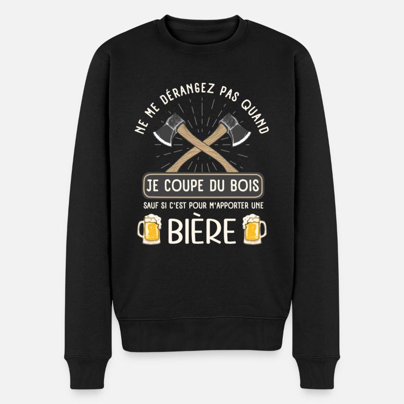 Hache Bucheron Humour Forestier - Pull Premium bio Homme - noir
