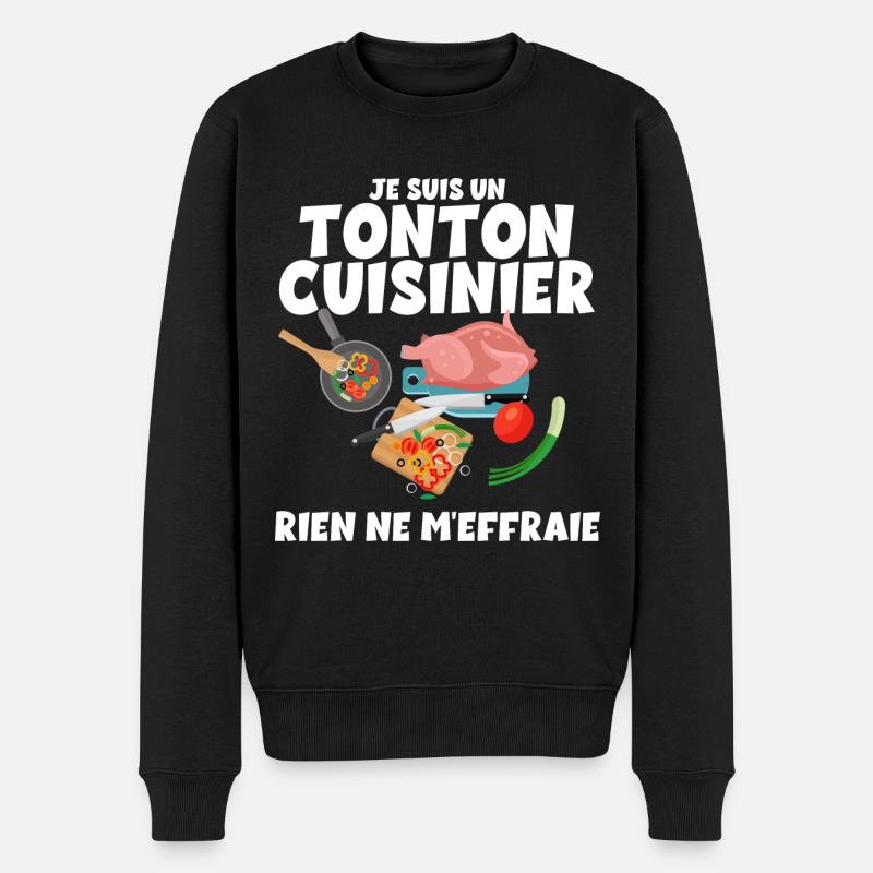 Citation Drôle Tonton cuisinier Cadeau Oncle - Pull Premium bio Homme - noir