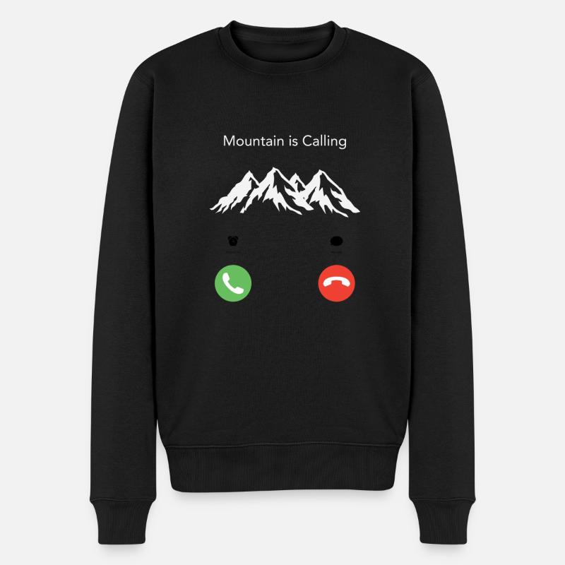 Der Berg ruft - Männer Premium Bio Pullover - Schwarz