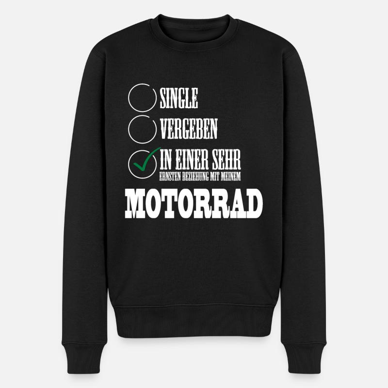 In einer Beziehung mit meinem Motorrad - Männer Premium Bio Pullover - Schwarz
