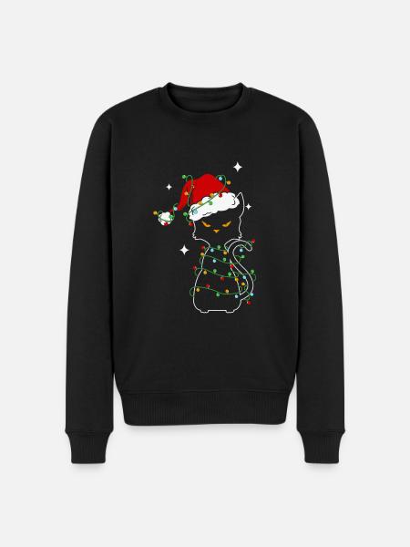 Noël Chat noir de Noël - Pull Premium bio Homme - noir