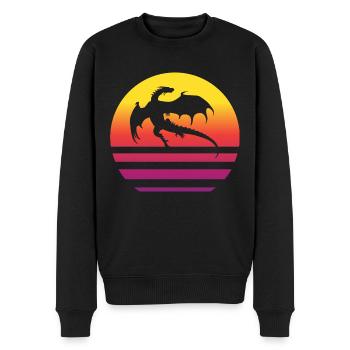 Drache Retro Style Vintage - Männer Premium Bio Pullover - Schwarz - Vorne - Nico (187cm)