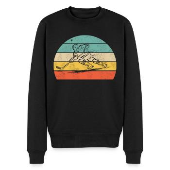 Eishockeyspieler in Aktion - Männer Premium Bio Pullover - Schwarz - Vorne - Nico (187cm)