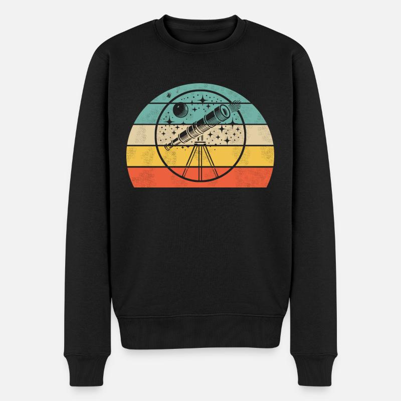 Teleskop und Sterne Astronomie - Männer Premium Bio Pullover - Schwarz