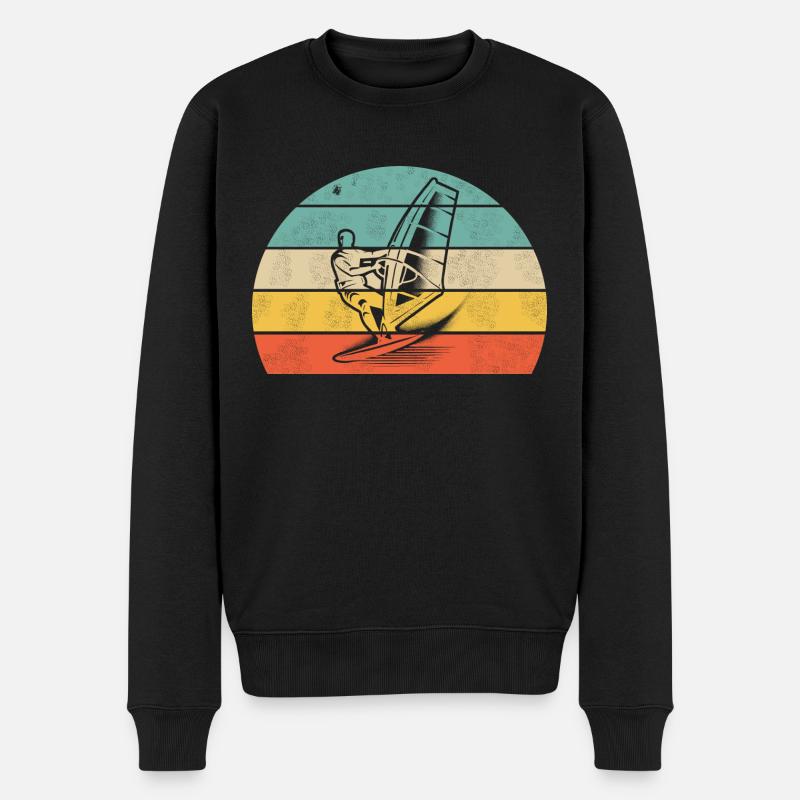 Windsurfen Abenteuer - Männer Premium Bio Pullover - Schwarz