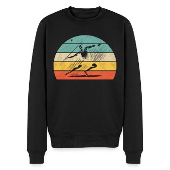 Speerwerfer beim Speerwurf - Männer Premium Bio Pullover - Schwarz - Vorne - Nico (187cm)