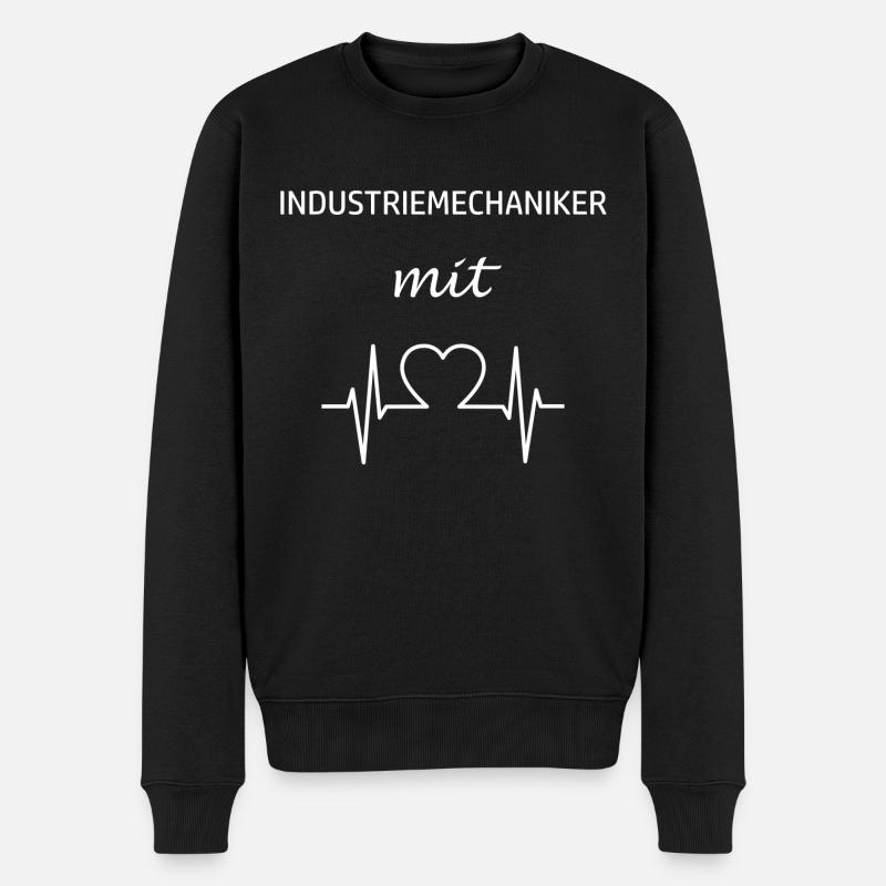Industriemechaniker mit Herz - Männer Premium Bio Pullover - Schwarz